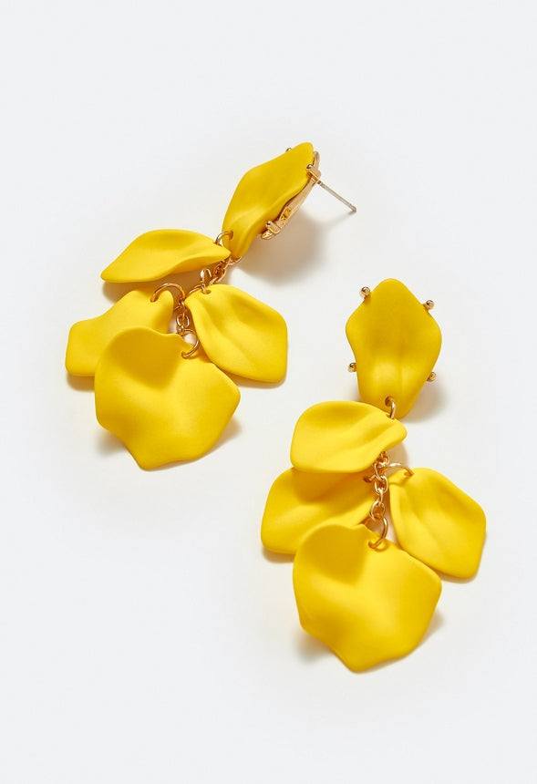 Rya Graduated Powder Coated Petals Dangle Earrings Yellow/ Gold