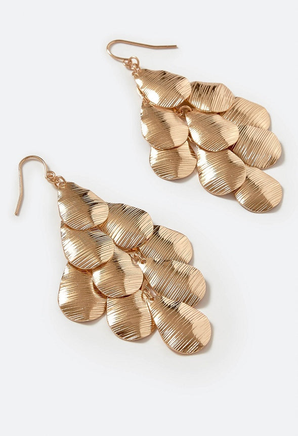 Tay Etched Petals Chandelier Drop Earrings Gold