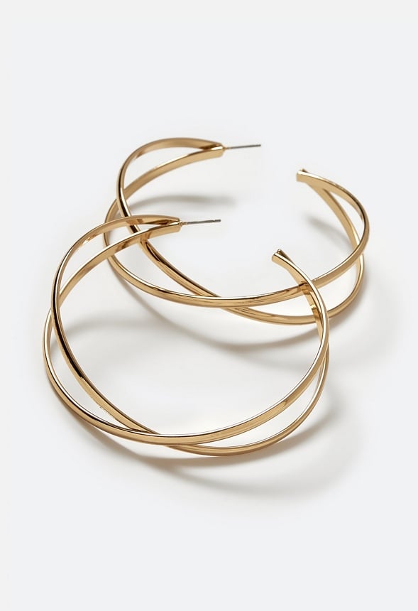 Gigi Criss Cross Metal Hoop Earrings Gold