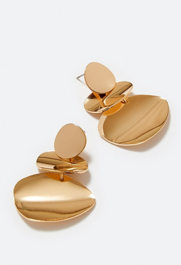 Remi Boho Smooth Metal Drop Earrings Gold
