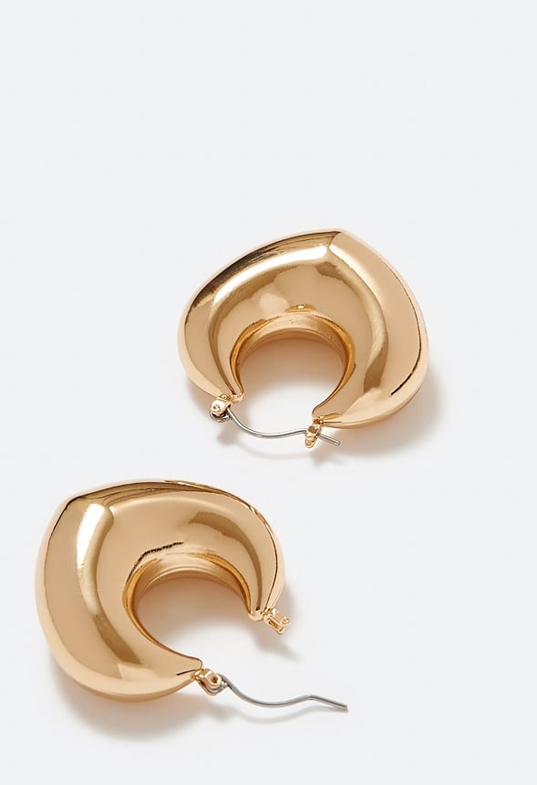 Tori Graduated Domed Metal Hoop Earrings Gold