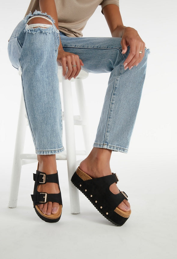 Abbie Platform Slide Sandal Black Caviar