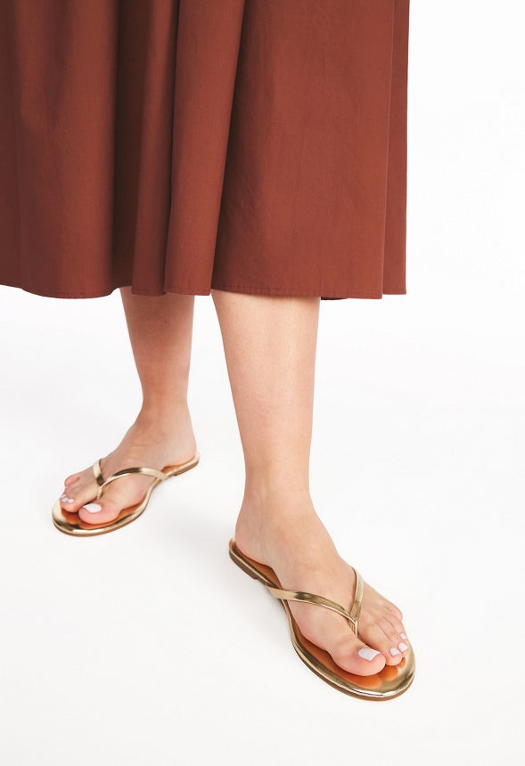 Layla Flat Thong Sandal Gold