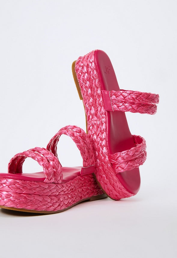 LANA RAFFIA FLAT SANDAL Fuchsia