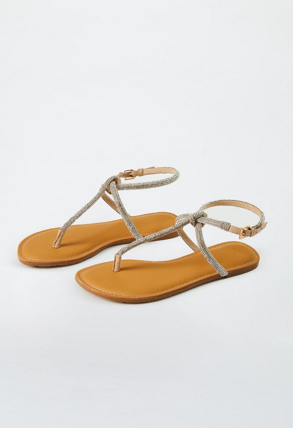Ava Flat Sandal Beige Embellished