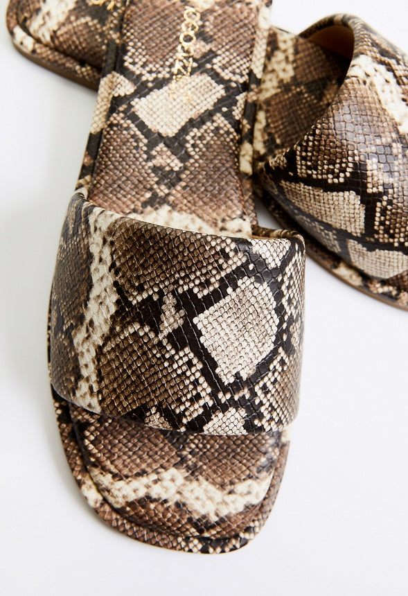 Halle Flat Slide Sandal Brown Multi