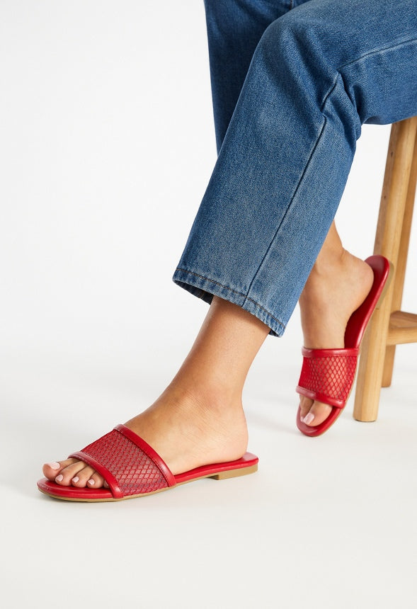 Mariska Flat Slide Sandal Salsa Red