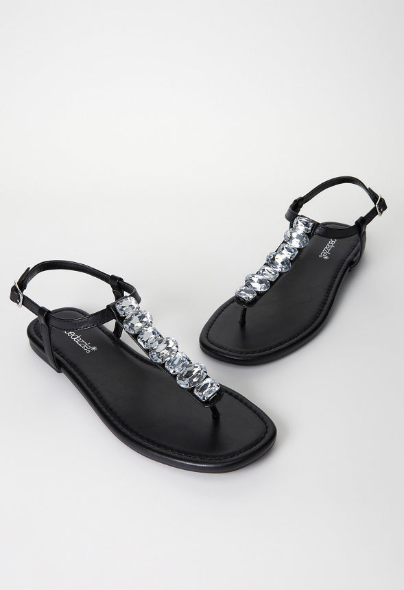 Vera Flat Sandal Black/ Clear
