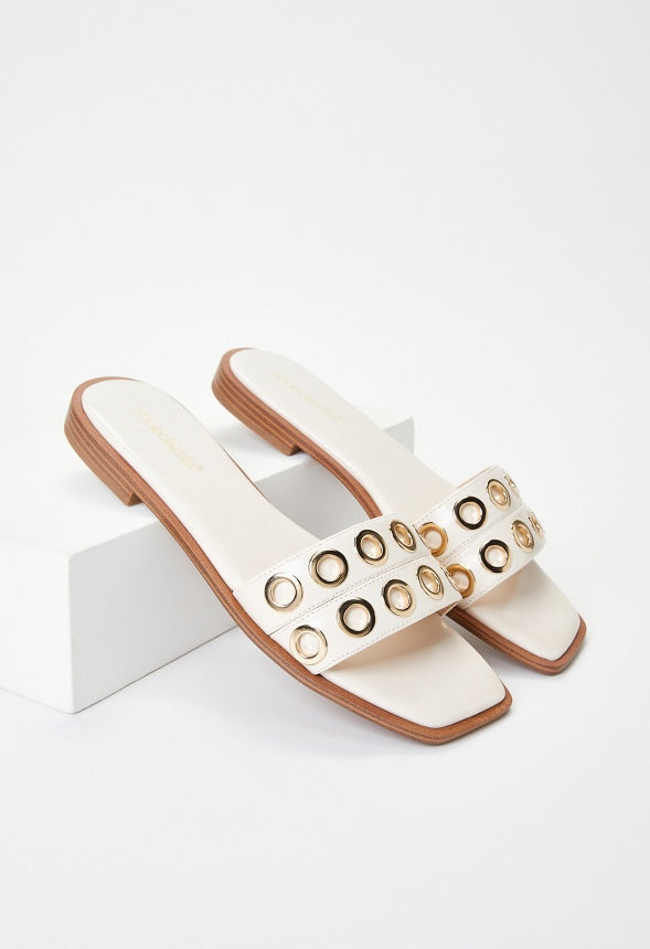 Lani Flat Slide Sandal Birch White