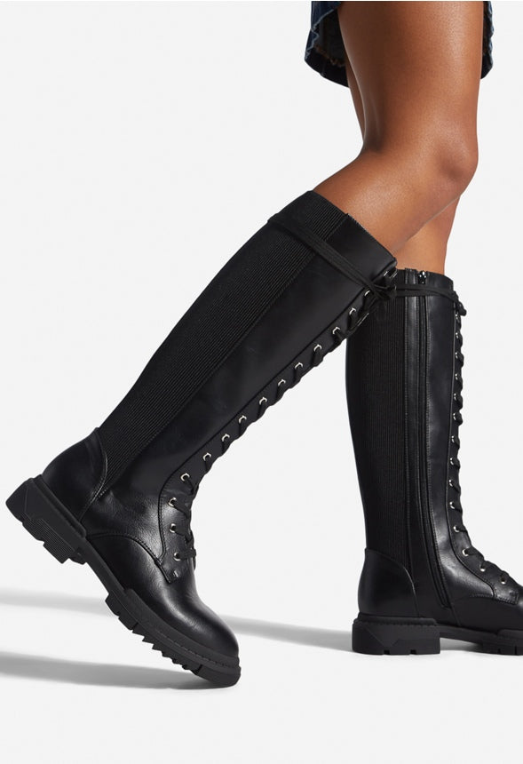 ARLETTE LACE-UP FLAT BOOT Black Caviar