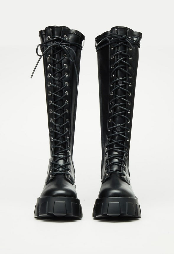 VIENNA LUG SOLE FLAT BOOT Black