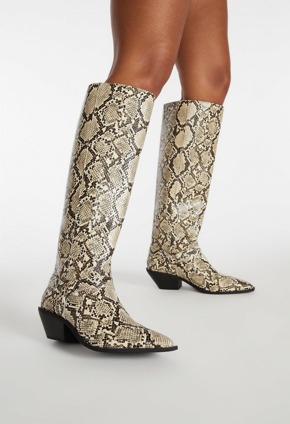 Goldie Flat Boot Snake Print