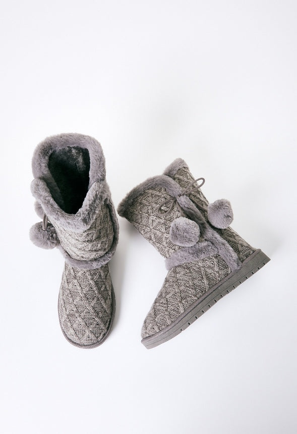 Idina Knit Fuzzie Bootie Gray