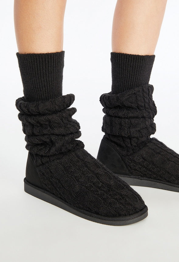 Brittany Knit Sock Fuzzie Black Caviar