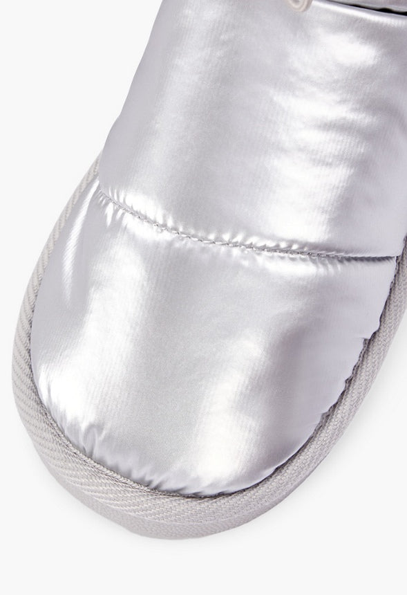 Juno Fuzzie Drawstring Bootie Silver Shadow Metallic