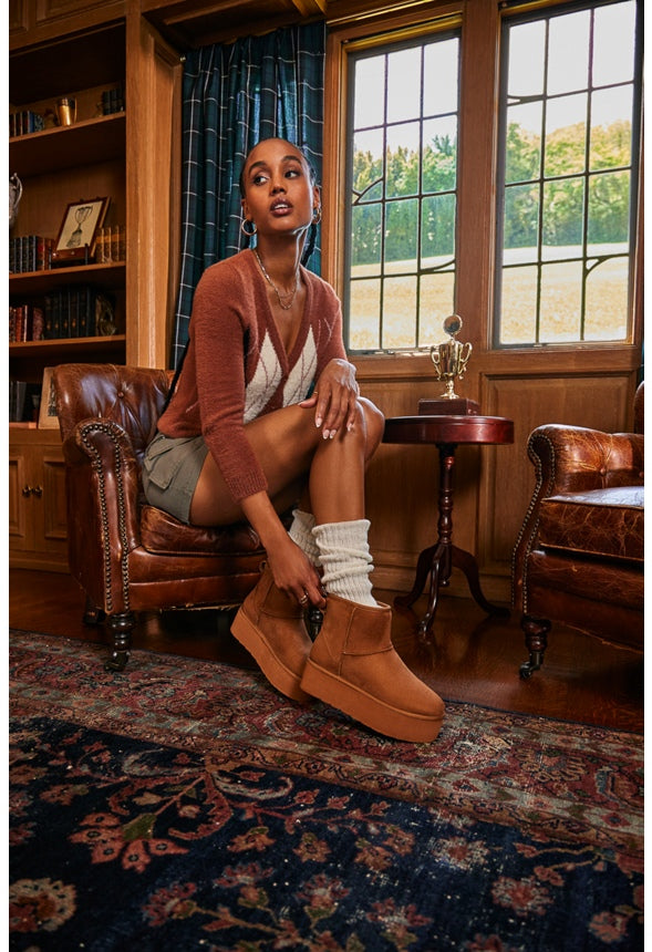 Porsha Fuzzie Bootie Light Camel