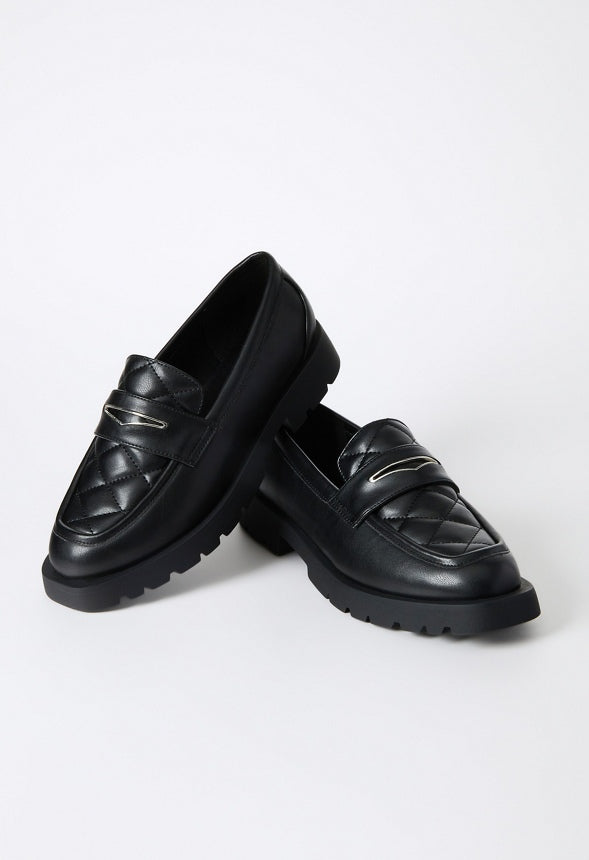 Juna Lug Sole Loafer Black Caviar