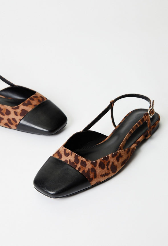 Carmina Slingback Flat Light Leopardino/ Black