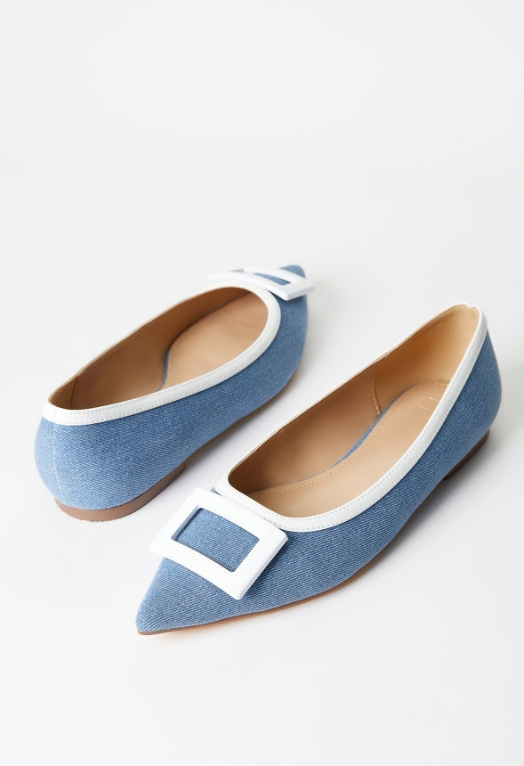 Taryn Ballet Flat Medium Denim/ Bright White