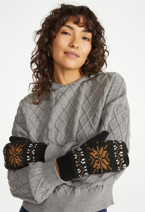 Fair Isle Mitten Black