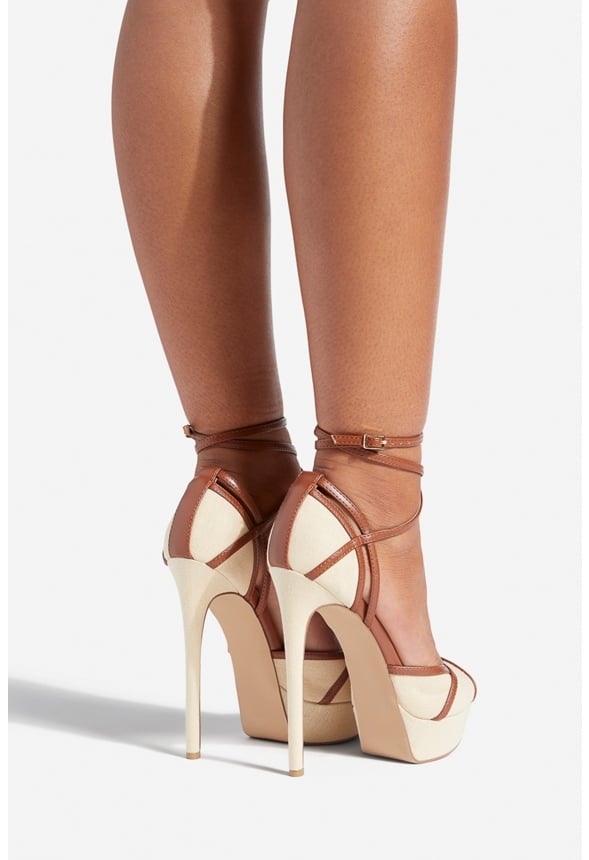 LINDEA HEELED SANDAL Natural