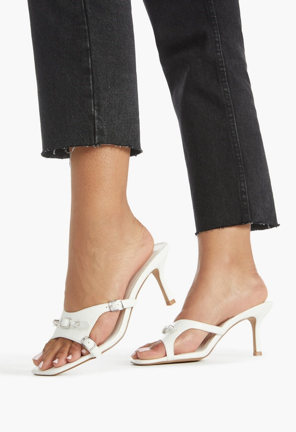 ARYA MULE HEELED SANDAL White