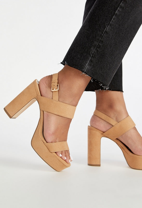 Amara Platform Heeled Sandal Lt Camel