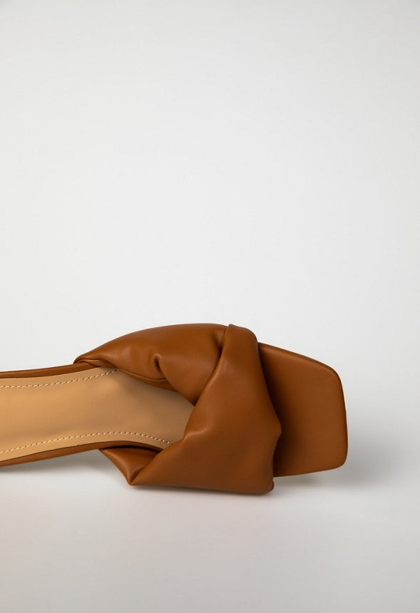 Caroline Mule Heeled Sandal Lt Tan