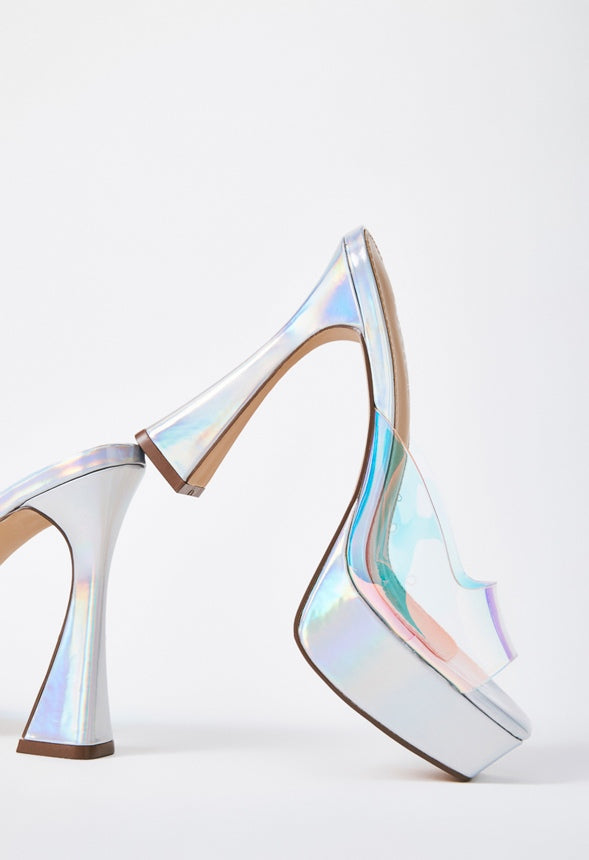 Cassia Heeled Sandal Iridescent/Silver