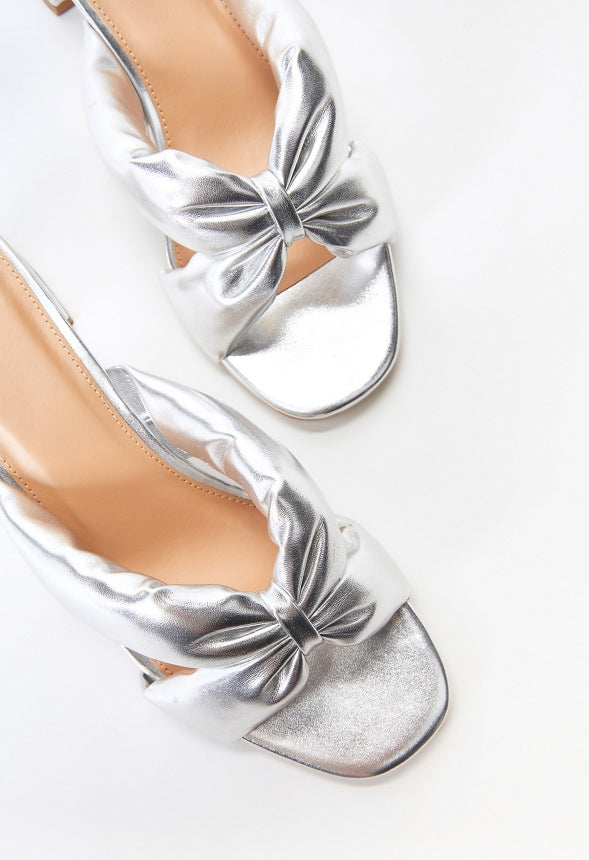 Delphine Heeled Sandal Silver