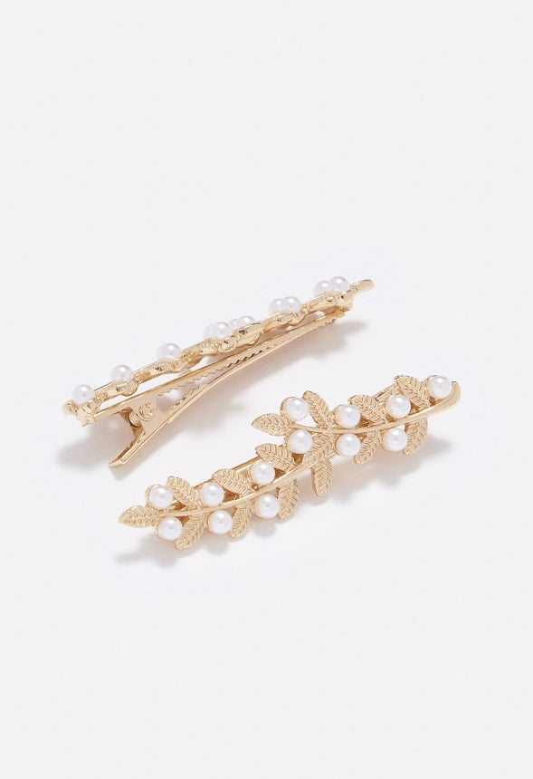 Lea Flower Hair Clips Cream/Gold