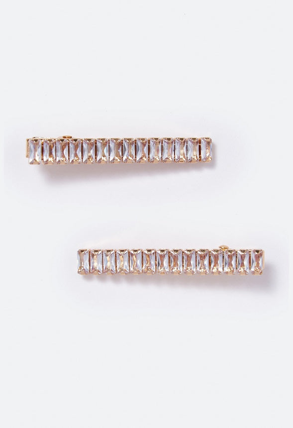 Julie Baguette Stone Hair Clip Crystal/Gold
