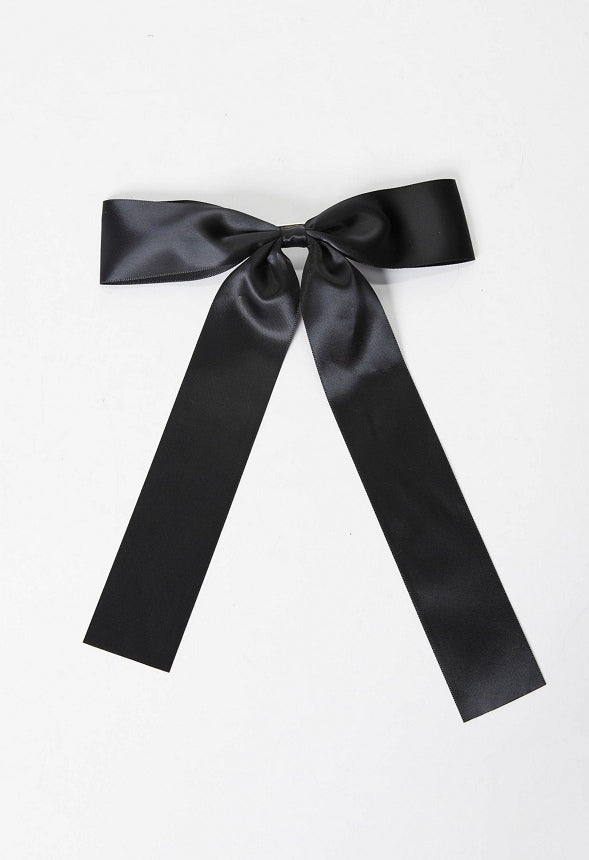 Bow Hair Clip Satin Black