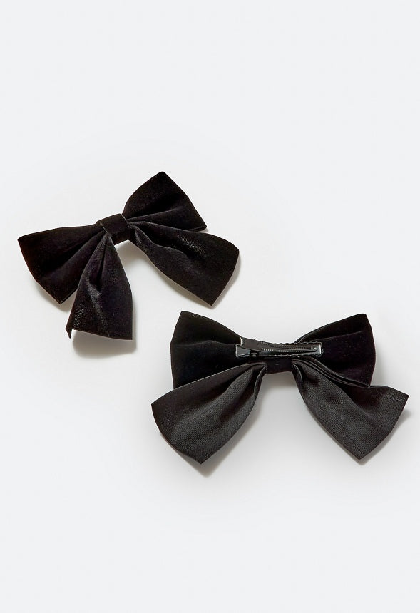 2-Pack Ayla Velvet Bow Clips Black