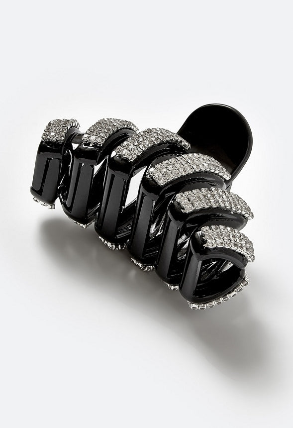 Anais Rhinestone Cupchain Hair Claw Silver/ Black