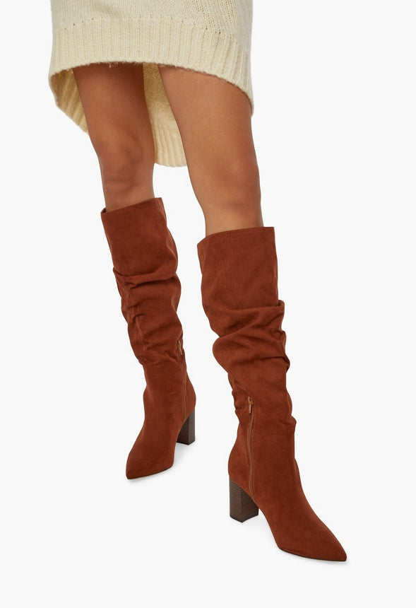 Fiona Slouched Heeled Boot Luggage