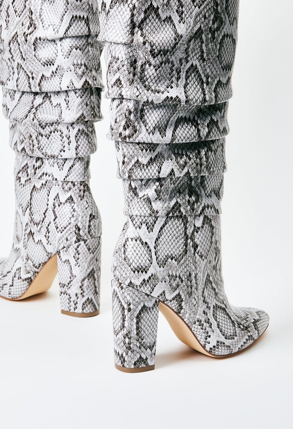 Rosamund Slouch Heeled Boot Brown/White