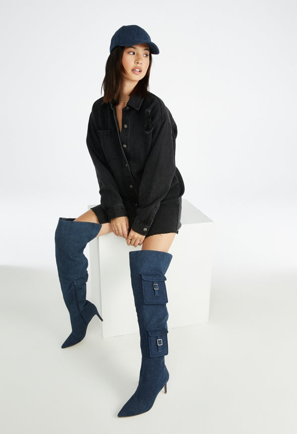 Nova Stiletto Boot Dark Denim