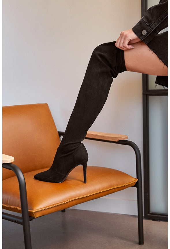 Ysabel Over-The-Knee Stiletto Boot Black Caviar