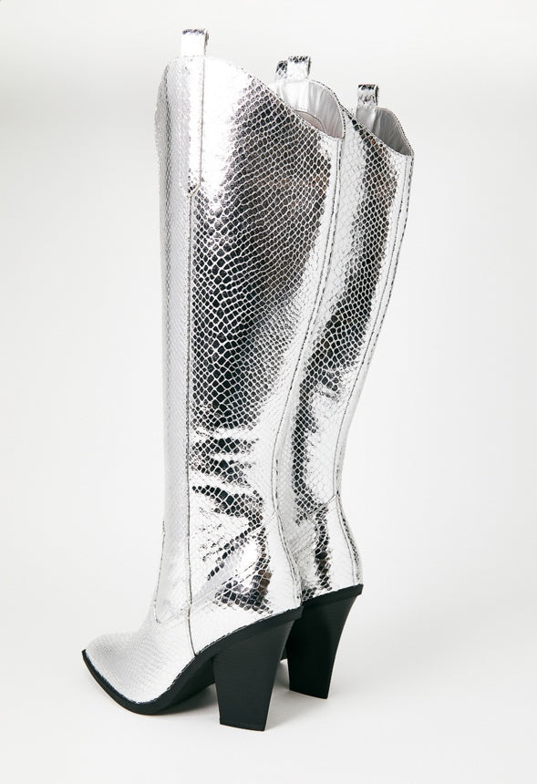 Bella Heeled Boot Silver