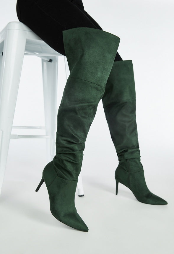 Shona Slouchy Stiletto Boot Kombu Green