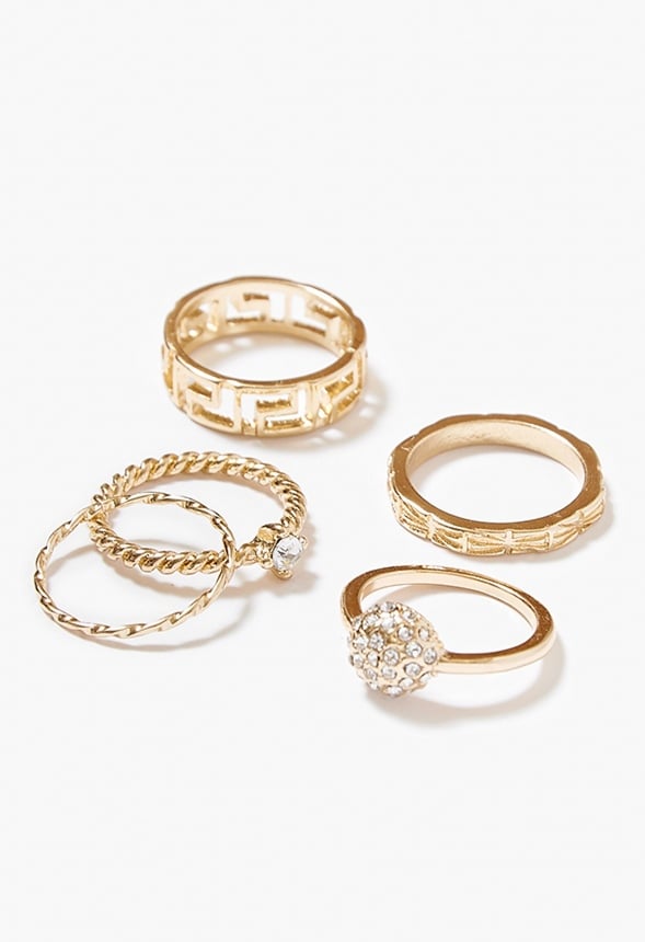 Arlette Script And Rhinestone Ring Set