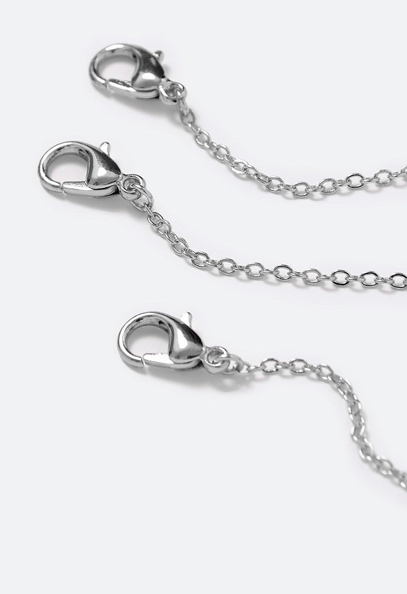 3 Pack Set Fine Chain Extender Silver