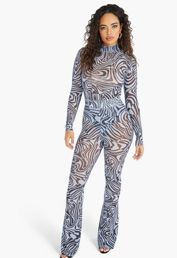 PRINTED MESH BODYSUIT Multi