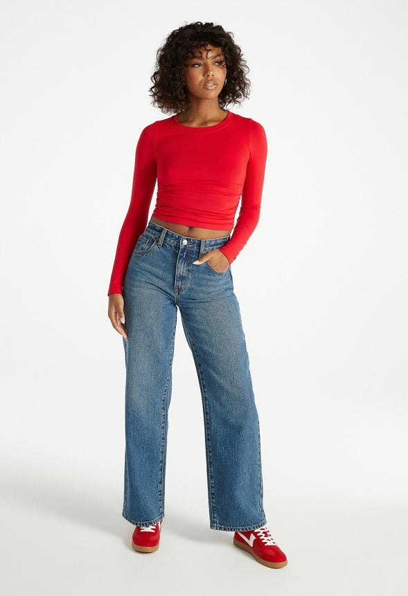 Ruched Crop Tee Salsa Red