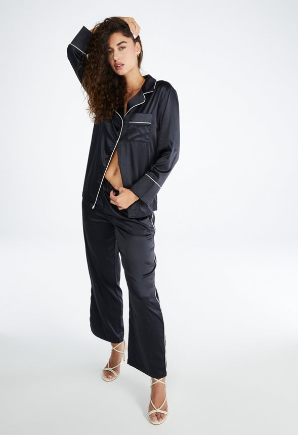 Regardless Pajama Long Sleeve Top Black