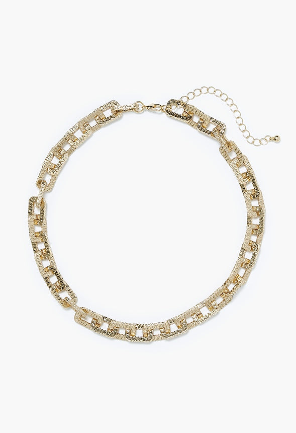 Lana Textured Oval Link Necklace Gold