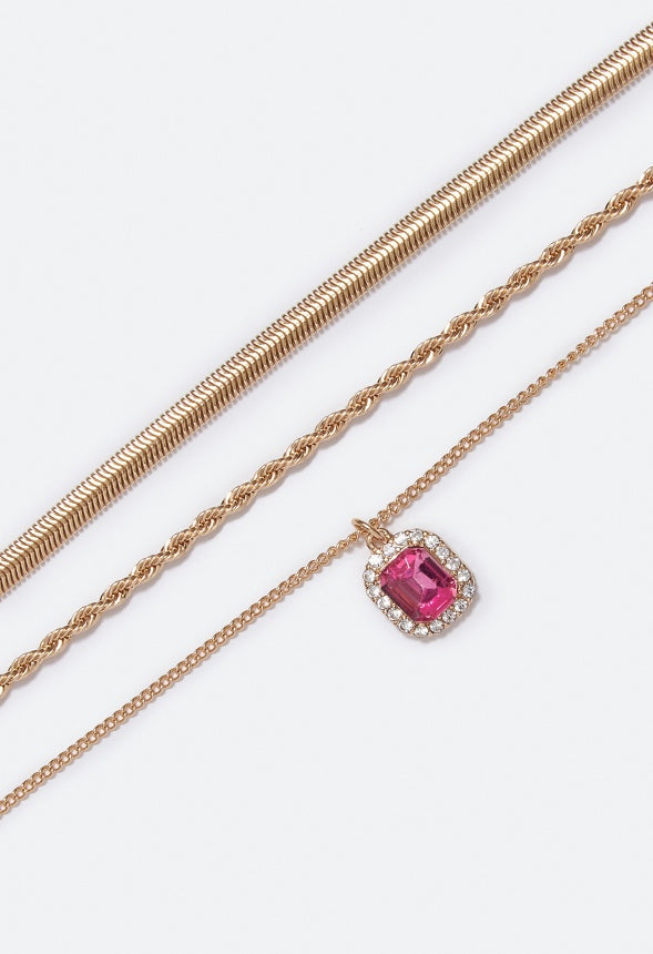 Talia Pink Layered Necklace Pink/Gold