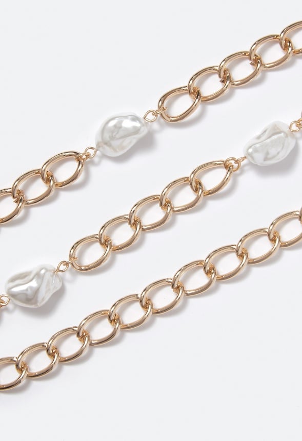 Athena Layered Pearls Necklace Cream/Gold