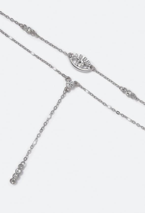 Lila Eye and Beads Necklace Crystal/Silver